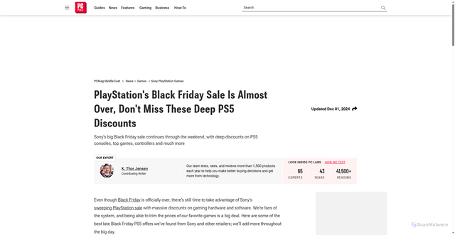 Security scan screenshot of https://me.pcmag.com/en/sony-playstation-games/27185/playstation-black-friday-sale-brings-huge-deals-on-games-and-gear