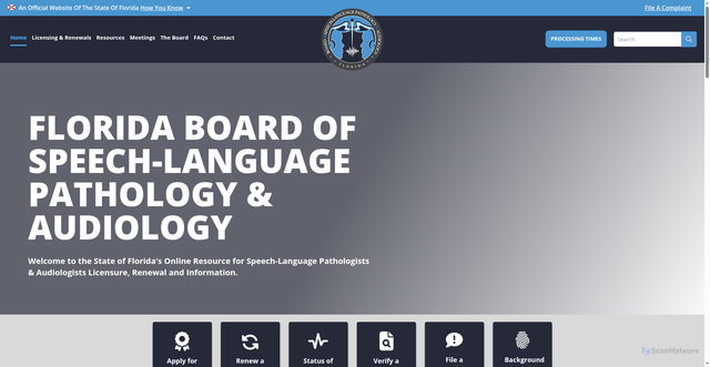 Security scan screenshot of https://floridasspeechaudiology.gov/