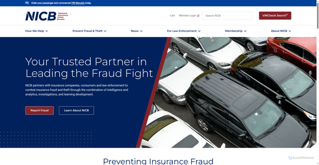 Security scan screenshot of https://nicb.org