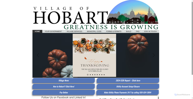 Security scan screenshot of https://www.hobartwi.gov/