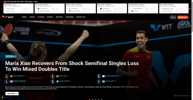 Security scan screenshot of https://worldtabletennis.com