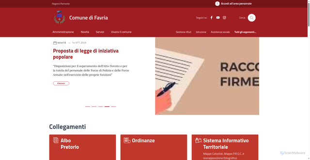 Security scan screenshot of https://comune.favria.to.it/