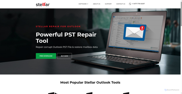 Security scan screenshot of https://www.stellaroutlooktools.com
