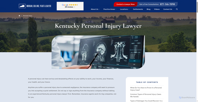 Security scan screenshot of https://www.kentuckycourage.com/personal-injury-attorneys/