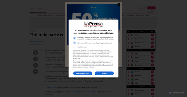 Security scan screenshot of https://www.prensa.com/impresa/deportes/Holanda-parte-victoria-Japon_0_1490850960.html
