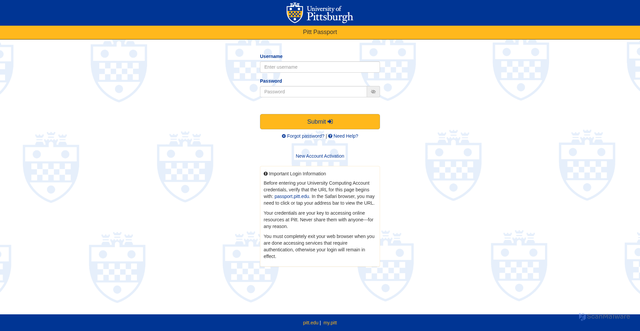 Security scan screenshot of https://accounts.pitt.edu