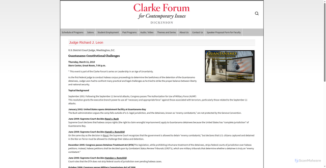 Security scan screenshot of https://www.clarkeforum.org/judge-richard-j-leon/