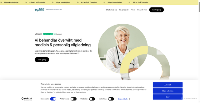 Security scan screenshot of https://optifit.se