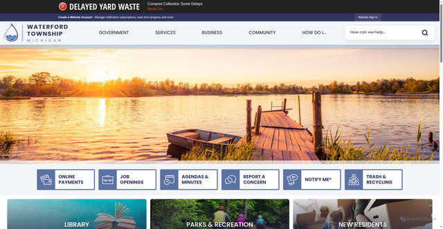 Security scan screenshot of https://waterfordmi.gov/