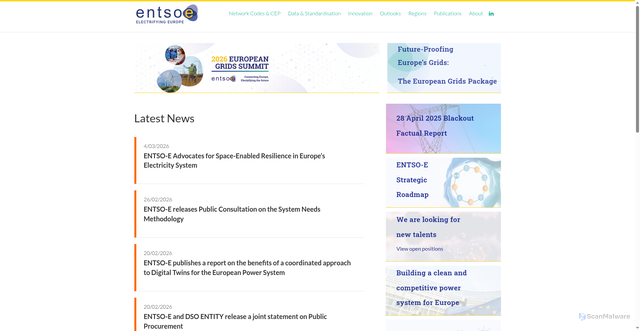 Security scan screenshot of https://entsoe.eu