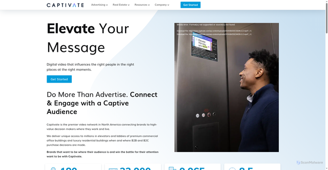 Security scan screenshot of https://captivate.com