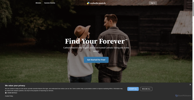 Security scan screenshot of https://www.catholicmatch.com