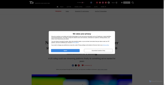 Security scan screenshot of https://www.t3.com/entertainment/streaming/netflix-prime-video-disney-and-other-streaming-services-set-to-change-due-to-landmark-ruling