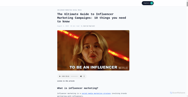 Security scan screenshot of https://pulsemaker.com/blog/influencer-marketing-campaigns
