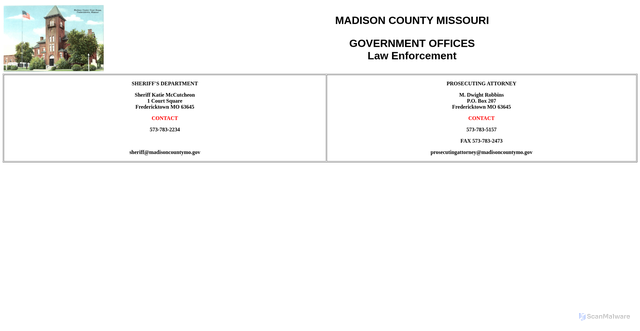 Security scan screenshot of https://madisoncountymo.gov/