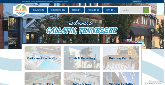 Security scan screenshot of https://gallatintn.gov/