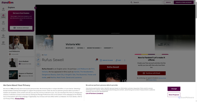Security scan screenshot of https://victoria.fandom.com/wiki/Rufus_Sewell