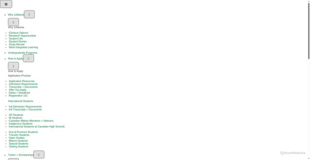 Security scan screenshot of https://apply.ualberta.ca/apply/