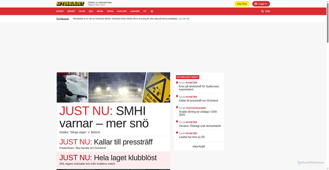 Security scan screenshot of https://Aftonbladet.se