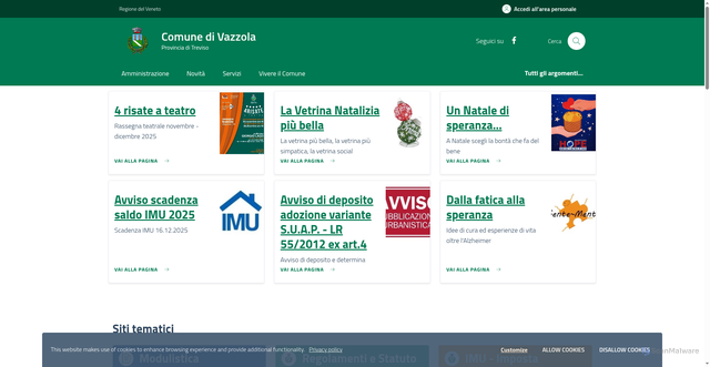 Security scan screenshot of https://www.comune.vazzola.tv.it/home