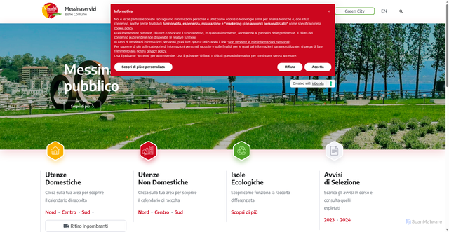 Security scan screenshot of https://www.messinaservizibenecomune.it/