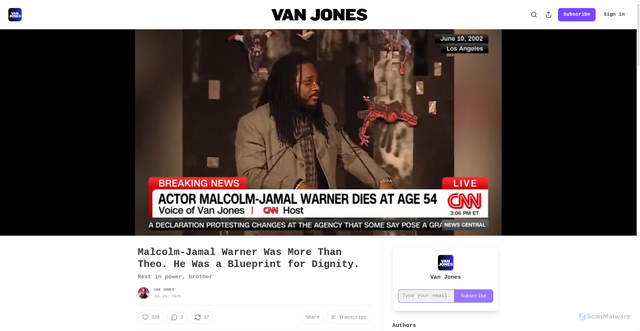 Security scan screenshot of https://vanjones.substack.com/p/malcolm-jamal-warner-was-more-than