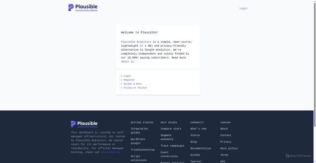 Security scan screenshot of https://plausible.screener.in