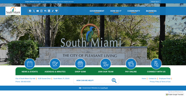 Security scan screenshot of https://southmiamifl.gov/