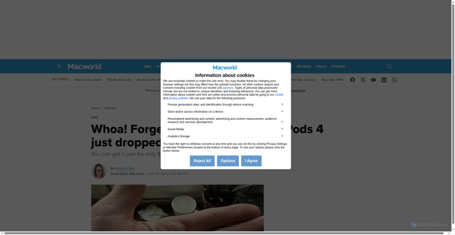 Security scan screenshot of https://www.macworld.com/article/2967378/whoa-forget-black-friday-the-airpods-4-just-dropped-to-a-new-best-price.html