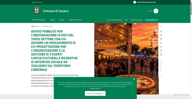 Security scan screenshot of https://www.comune.uzzano.pt.it