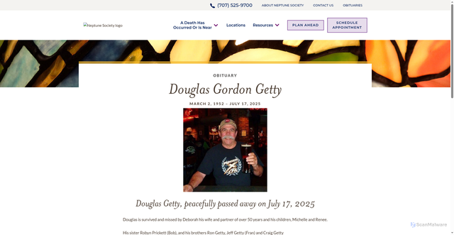 Security scan screenshot of https://neptunesociety.com/obituaries/santa-rosa-ca/douglas-getty-12456215