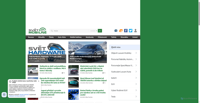 Security scan screenshot of https://www.svetmobilne.cz