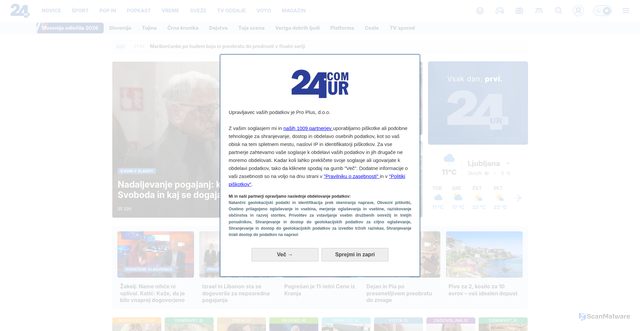 Security scan screenshot of https://www.24ur.com