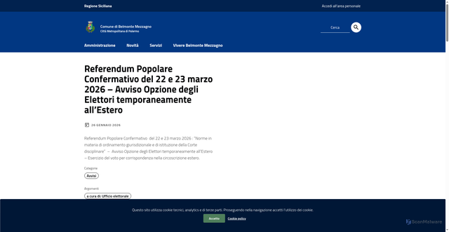Security scan screenshot of https://comune.belmonte.pa.it/