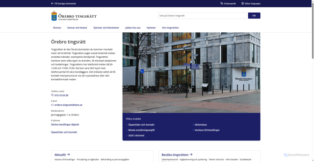 Security scan screenshot of https://www.orebrotingsratt.domstol.se