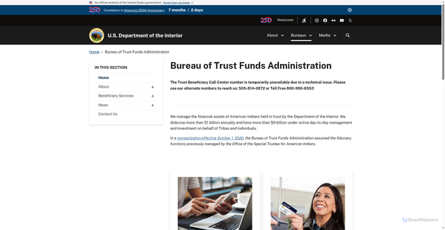 Security scan screenshot of https://www.doi.gov/ost