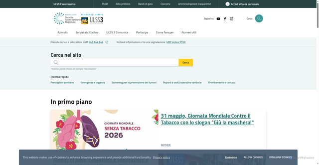 Security scan screenshot of https://www.aulss3.veneto.it/