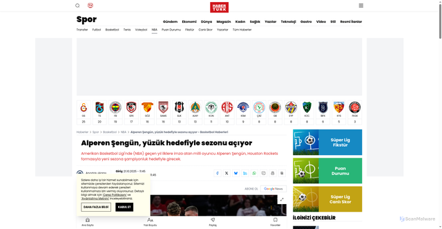 Security scan screenshot of https://www.haberturk.com/alperen-sengun-yuzuk-hedefiyle-sezonu-aciyor-3831576-spor