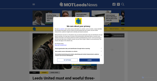 Security scan screenshot of https://motleedsnews.com/opinion/leeds-united-must-end-woeful-three-year-record-vs-tottenham-after-premier-league-reveal/