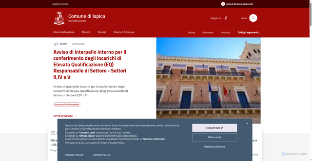 Security scan screenshot of https://www.comune.ispica.rg.it/