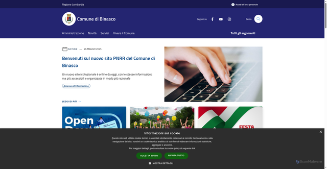 Security scan screenshot of https://www.comune.binasco.mi.it