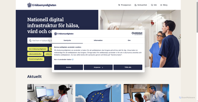 Security scan screenshot of https://www.ehalsomyndigheten.se