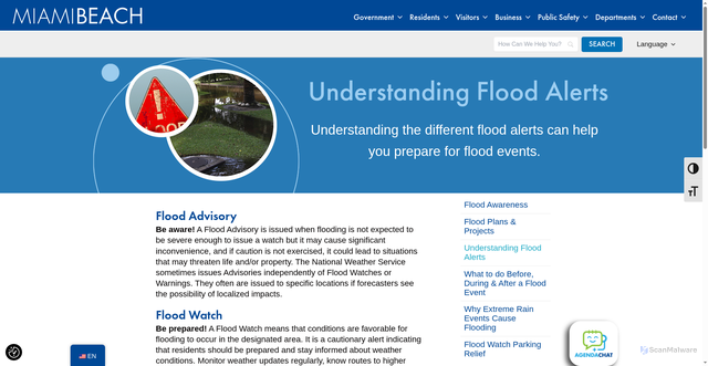 Security scan screenshot of https://www.miamibeachfl.gov/flood-awareness/understand-alerts/