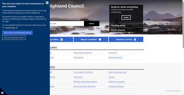 Security scan screenshot of https://www.highland.gov.uk/