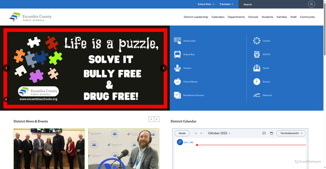 Security scan screenshot of https://www.escambiaschools.org/