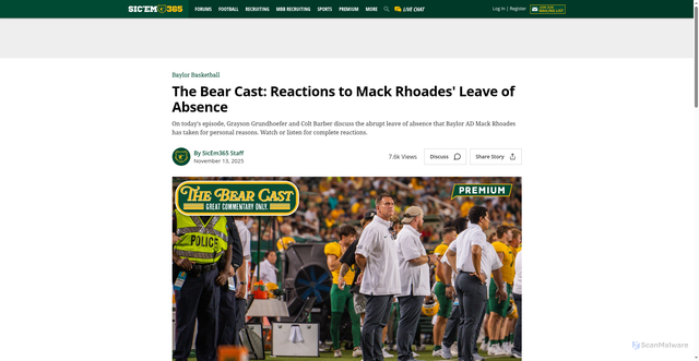 Security scan screenshot of https://sicem365.com/s/20390/the-bear-cast-reactions-to-mack-rhoades-leave-of-absence