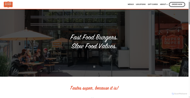 Security scan screenshot of https://www.superduperburgers.com/