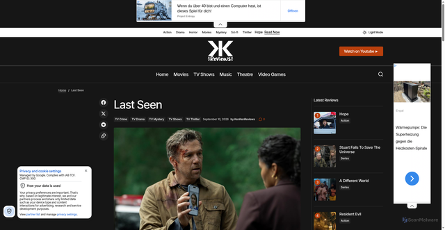 Security scan screenshot of https://www.kenkenreviews.com/last-seen/