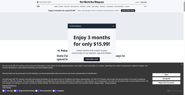 Security scan screenshot of https://www.star-telegram.com/entertainment/fort-worth/article312446053.html