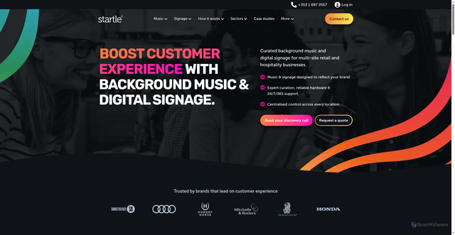Security scan screenshot of https://startlemusic.com